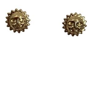 14k Gold Stud Earrings Celestial Man in the MOON Cate d'or for Pierced Ears